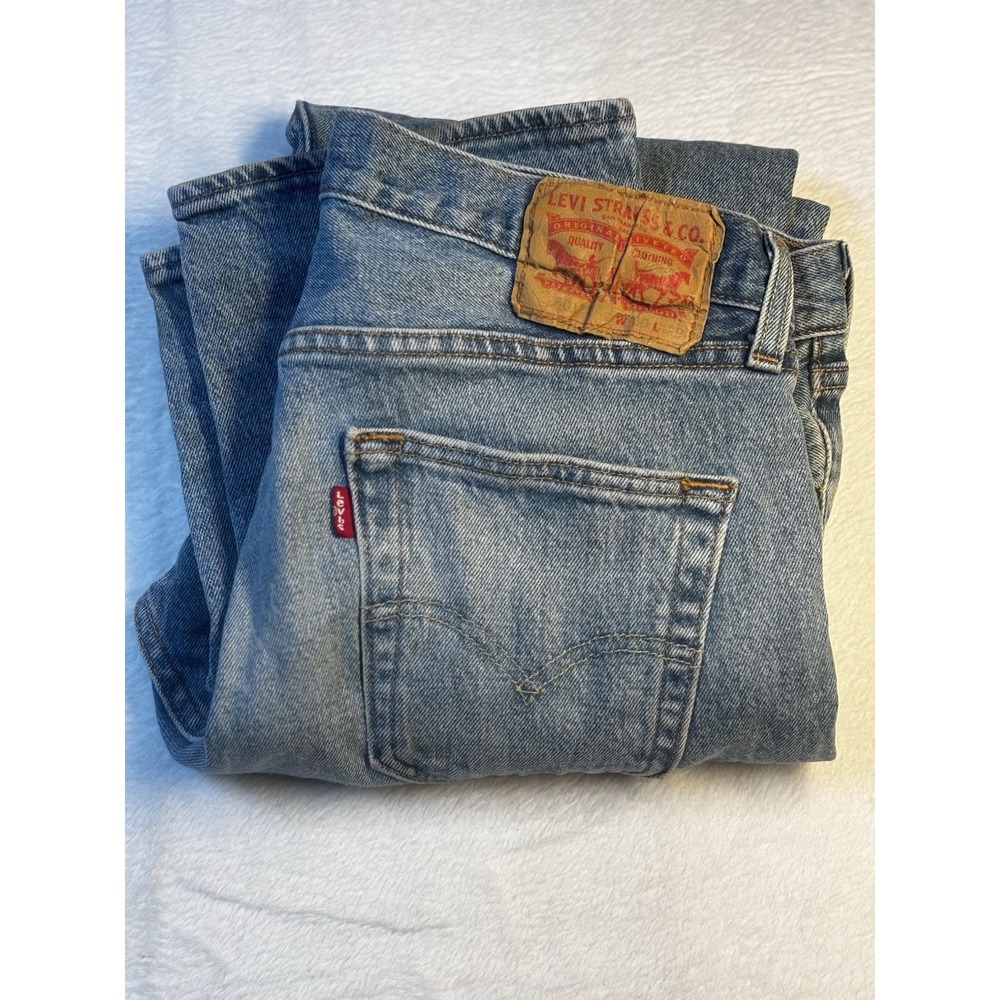 Levis 501 Jeans Mens 30x29 Blue Denim Pant Destroyed Thrashed Button Fly